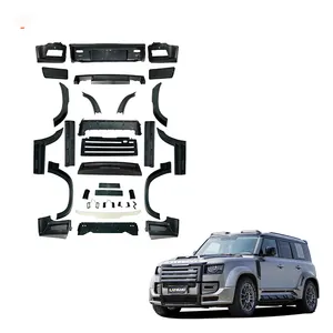 Langyu Autoteil Frontkühlergrill Heckdiffusor PP Kunststoff Karosseriekit für Land Rover Defender 90 110 130 Upgrade LM Stil Karosserie-breitbausatz