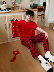 <span class=keywords><strong>Pigiama</strong></span> in Puro Cotone Meryjia per Coppie, Nuova Collezione 2025 con Stampa Cartoon <span class=keywords><strong>Mickey</strong></span>, Set Rosso per l'Anno di Nascita - Product Image 6