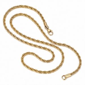 Cadena de Cuerda Trenzada al por Mayor, 2mm 3mm 5mm 6mm 8mm 10mm, Chapada en Oro, Acero Inoxidable, Joyería de Collar Estilo Hip Hop - Product Image 2