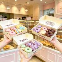 Boîtes d'emballage pour biscuits doux et pastel, en carton ondulé de qualité alimentaire, avec logo personnalisé imprimé, recyclées, finition mate.