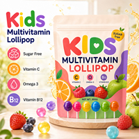 Sucettes multivitaminées OLLI pour enfants sans sucre, vitamine C, oméga 3, B12, soutien immunitaire, développement cérébral, santé dentaire, 300g
