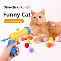 Lanceur de pompons hautement élastique, jouet interactif pour chat résistant aux morsures avec balle