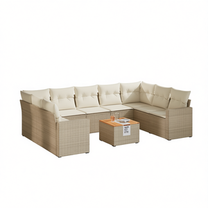 Ensemble de canapés de jardin en rotin beige 6 places, mobilier d'extérieur résistant aux intempéries, design contemporain - Product Image 1