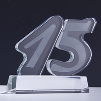 Plaque de récompense en cristal avec chiffres arabes en forme de 5/10/15/20 ans, cadeau, 1 pièce