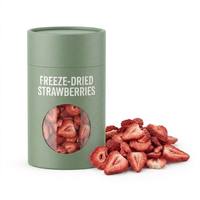 Precieze Fruitproducten Halal Snack Gedroogde Aardbeienplakjes Private Label Blikverpakking Aangepaste Logo Branding Design