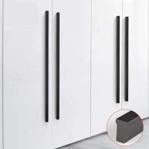 Modern Minimalist Cabinet Handles 1M Long Solid Thick <b>Black</b> Gold Color Drawer Wardrobe <b>Door</b> Hardware - Product Image 1