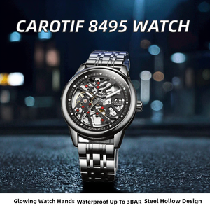 Reloj Mecánico Automático para Hombre CAROTIF 8495, de Acero Inoxidable, con Luz Nocturna, Doble Cara, Resistente al Agua 3BAR, Luminoso - Product Image 2