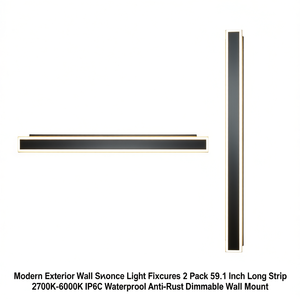 Lámparas de Pared Exteriores Modernas, Paquete de 2, Tira de 59.1 Pulgadas, 2700K-6000K, IP65 Impermeables, Regulables, Montaje en Pared - Product Image 1