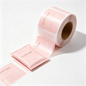 Sachet personnalisé thermoscellable en plastique pour masque facial, étanche à l'humidité, pochette d'échantillon cosmétique rose, emballage stand-up - Product Image 3