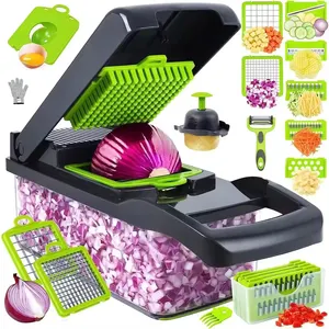 TS Amz Hot Selling 2023 Kitchen Multi 12 In 1 Manual Fruit Vegetable Cutter Chopper Dicer Veggie Slicer Vegetable Chopper