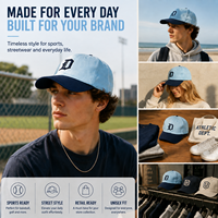 Gorras de Béisbol Personalizadas Más Vendidas al por Mayor, Gorra Curva de Dos Tonos Azul Claro y Marino, Gorra de Sarga de Algodón para Pedidos al por Mayor