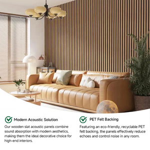 Panneau acoustique en MDF au design moderne, mur à lattes pour hôtel, appartement, bureau, salle de bain, imperméable, design 3D, écologique, insonorisant - Product Image 3