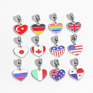 Liontin jimat baja tahan karat bendera Amerika ornamen jimat Enamel patriotik berbentuk hati jimat 18k liontin halus berlapis emas - Product Image 6