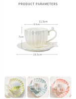 Ensemble de tasses à thé et soucoupes en céramique Madou Luxury Nordic Royal, nouveau design dégradé, décorations en nacre, porcelaine, tasses dégradées en nacre.