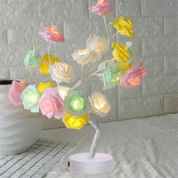 Lampe de table LED à piles USB en forme de rose, lumière nocturne romantique, émission rose, bleue, jaune, décoration de chambre à coucher, bonsaï