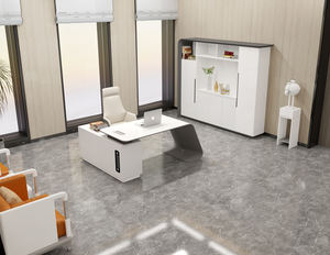 Muebles de Oficina de Lujo para el Hogar, Escritorio Ejecutivo en Forma de L Curvo, Clásico e Inteligente para Jefe, Gerente, Director General - Product Image 6