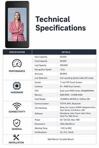<span class=keywords><strong>Horloge</strong></span> de pointage avec reconnaissance faciale WiFi, logiciel cloud gratuit, sans abonnement, application mobile pour la gestion des présences des employés des petites entreprises - Product Image 2