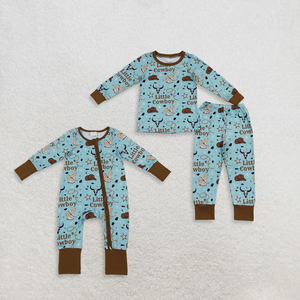 Conjunto de Pijamas de Manga Larga con Diseño Vaquero del Oeste para Bebés Niños - Product Image 1