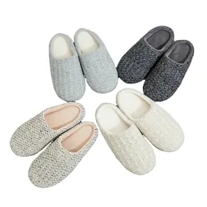 OEM Customized LOGO Indoor Home Slippers Memory Foam Cahmere Slipper Coral Fleece Winter Warm Flat Home Slipper For Women