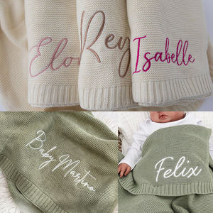 Coperta personalizzata in morbido cotone in maglia personalizzata <span class=keywords><strong>per</strong></span> neonati alla moda Baby Shower <span class=keywords><strong>regalo</strong></span> con nome stampato esclusivo <span class=keywords><strong>regalo</strong></span> di benvenuto <span class=keywords><strong>per</strong></span> neonati - Product Image 3