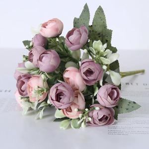 Ramo de Rosas Artificiales, Flores de Seda Artificiales para Boda, Pequeñas Rosas de Té y Peonías para Eventos, Decoración de Pasteles de Boda y Regalos - Product Image 5