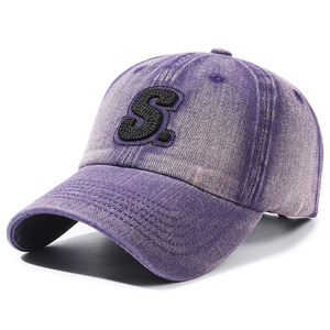 Gorra de Papá Bordada con la Letra S, 100% Algodón Lavado, 6 Paneles, Unisex, Ajustable, para Deportes Casuales al Aire Libre - Product Image 1