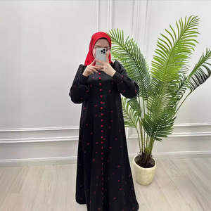 Vêtements ethniques Abayas Robes imprimées pour femmes Ceintures simple boutonnage Jalabiya Ramadan <span class=keywords><strong>Maroc</strong></span> Dubai Eid Muslim Kaftan - Product Image 3