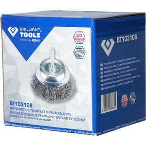 BRILLIANT TOOLS - BT103106 Cepillo de tarro, Ø 75 mm con soporte de 6mm-EAN 4042146868645 ABRASIVOS RUEDAS DE MOLETEADO, CEPILLOS Y CAPOS - Product Image 4