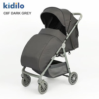 Poussette bébé pliable compacte en alliage d'aluminium Kidilo personnalisée en usine avec coussin chauffant amovible pour l'hiver, légère