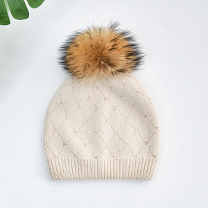 Bonnets d'hiver en tricot pour femmes <span class=keywords><strong>Bonnet</strong></span> en tricot angora en laine et cachemire pour femmes Chapeaux d'hiver à <span class=keywords><strong>pompon</strong></span> en fourrure Chapeaux personnalisés à double épaisseur Vente en gros - Product Image 4