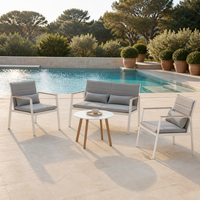 Ensemble de canapés d'extérieur 4 pièces avec structure en fer et coussins matelassés pour patio, balcon, cour