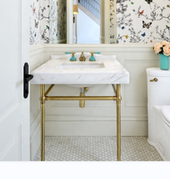 Miroir et console de courtoisie de cadre d'acier inoxydable de laiton de satin pour les meubles de salle de bains haut de gamme d'hôtel et de station de vacances
