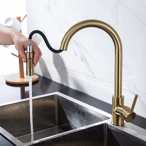 Rubinetti per Lavabo Moderni di Lusso Intelligenti Montati su Piano in Ottone Dorato per <span class=keywords><strong>Cucina</strong></span> Bagno Toilette <span class=keywords><strong>Miscelatore</strong></span> in Acciaio Inox per Hotel - Product Image 2