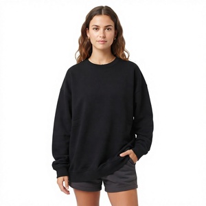 Women Oversized <b>Black</b> Crewneck Sweatshirt Fleece Pullover Casual Loose Fit <b>Long</b> <b>Sleeve</b> <b>Top</b> Winter Wear Ladies Sweater - Product Image 2
