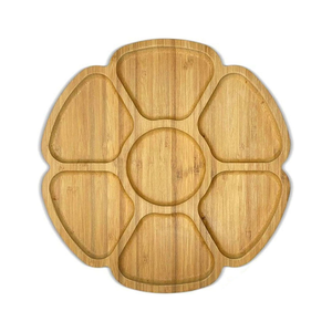 Plateau de service rotatif en <span class=keywords><strong>bambou</strong></span> de la marque Ruilin, design floral, pour noix, en-cas, plateau de service en bois pour les fêtes - Product Image 2