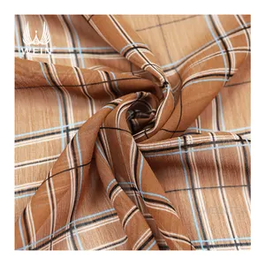 Classical 75d crinkle chiffon plaid check printed stock clothing fabric textile raw yard material for summer dress WI-B04