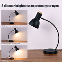 Lampe de table à ampoules E26/E27 de style rétro classique en métal avec chargeur sans fil