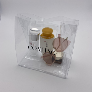 Bolsa de cosméticos con cremallera de plástico PVC, transparente, reciclable, con mango, promoción de lavado - Product Image 3