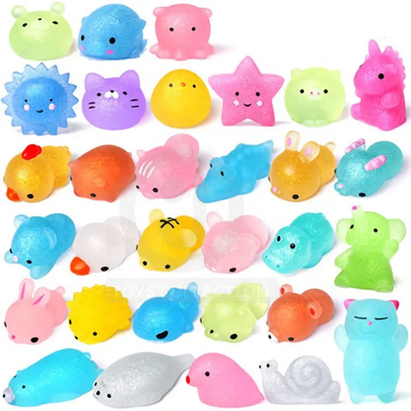 Hotsale Squishy Toys Mochi Small Animal Kawaii Cute Toy Glitter TPR Anti Stress Relief Plastic Toy Promotion Gifts For Kids