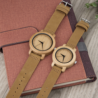 Montre-bracelet à quartz DODO DEER 2020 en bambou antique avec bracelet en cuir véritable, cadran à aiguilles tendance pour couples de marque