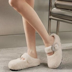 2025 inverno nuove pantofole da donna alla moda foderate di pelliccia in vera pelle foderate di lana calde pantofole - Product Image 6