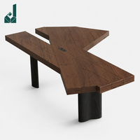Bureau de direction moderne de style mi-siècle en MDF, forme irrégulière, couleur noyer, écologique, multifonctionnel, unique, pour l'écriture