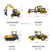 SEMBO 712018-2021 Excavateurs Véhicules d'ingénierie Niveleuse Finisseur Rouleaux compresseurs de route Véhicules de construction Jouets pour enfants Garçons Ensembles de blocs de construction