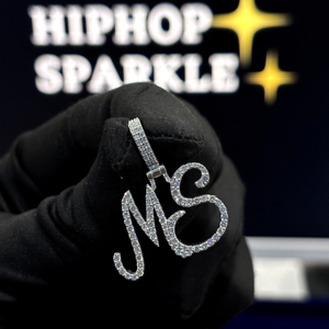 Custom MS <b>Initial</b> <b>Pendant</b> Necklace Iced Out Double Letter Monogram Charm for Men & Women - Product Image 6