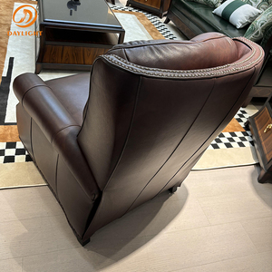 Royal Living Room Freizeit stuhl aus Holz Europäisches Mahagoni-<span class=keywords><strong>Sofa</strong></span> High-End Italien Elegantes antikes Lederset Villa Klassische Möbel - Product Image 3