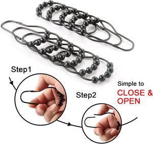 EWANG Vente en gros de crochets pour rideaux de douche en métal à 5 rouleaux pour accrocher les rideaux - Product Image 2