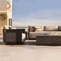 Ensemble de canapés d'extérieur modernes et confortables en aluminium avec cordage, coussins imperméables, résistant aux UV, pour jardin, cour, villa, hôtel