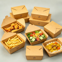 Boîtes d'emballage jetables en papier kraft pour salades, personnalisables avec logo, pour vente en gros, conteneurs alimentaires en papier pour livraison de repas à emporter et bento