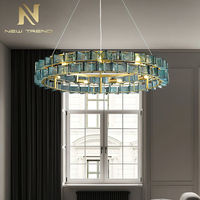 Lustre moderne en verre de Murano décoratif d'intérieur, luminaire suspendu rond à LED de luxe pour salon