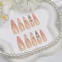 Juego de Uñas Postizas Francesas de Lujo con Diseños de Almendras, Stilettos y Mariposas, Uñas de Cobertura Completa Modernas con Pegamento, Marca Privada